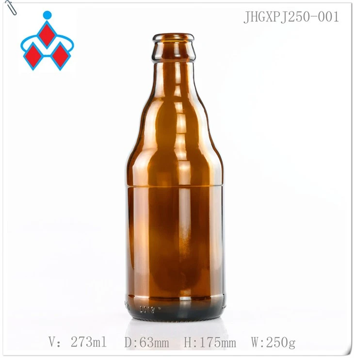 250ml Amber Glass Beer Bottle Crown Cap